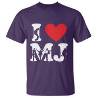 I Heart MJ Dance Silhouette Tribute T Shirt Iconic Pop Culture Famous Dance Poses for Music Legend Fans
