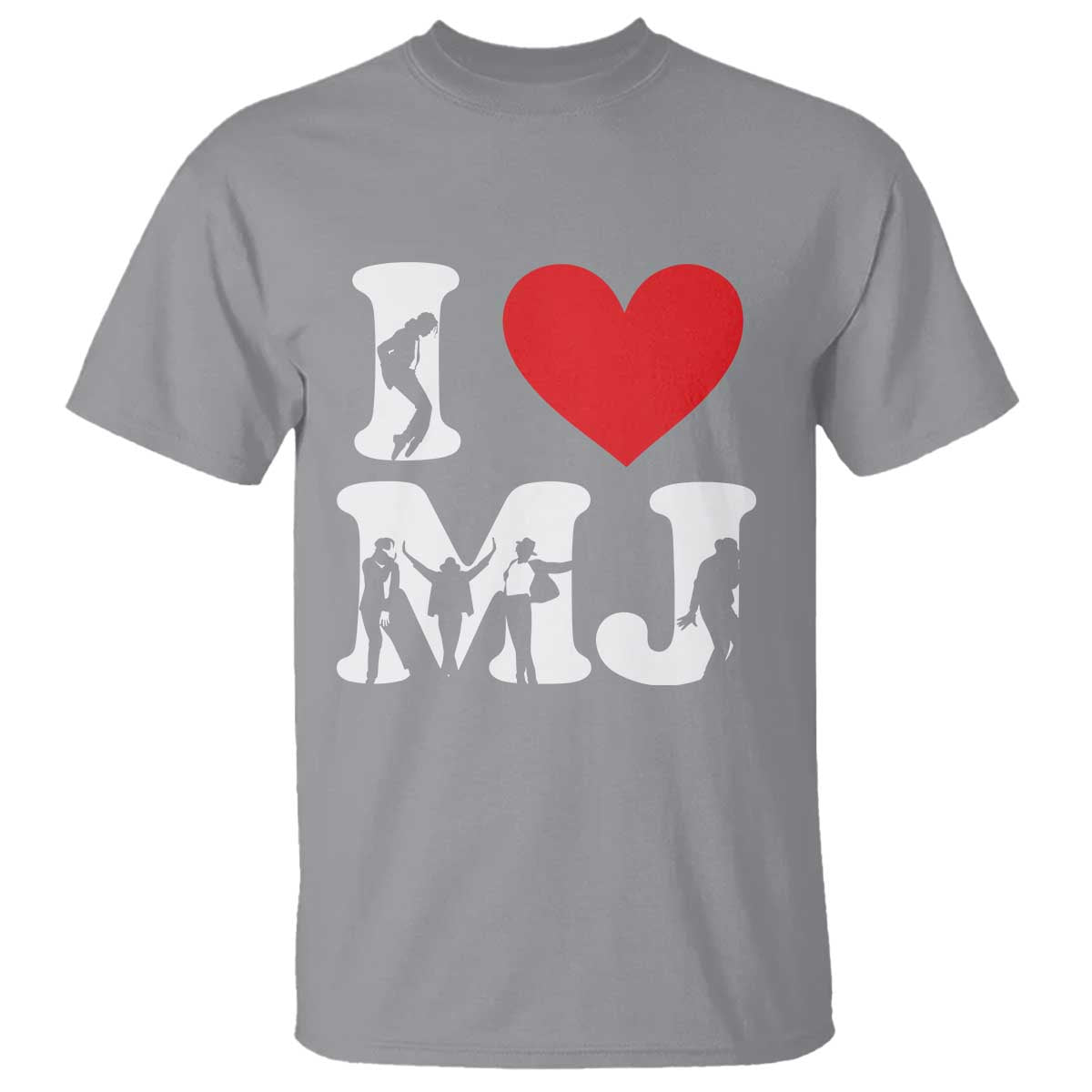 I Heart MJ Dance Silhouette Tribute T Shirt Iconic Pop Culture Famous Dance Poses for Music Legend Fans