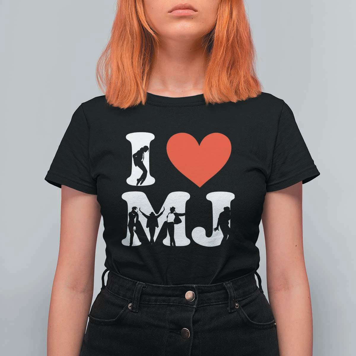 I Heart MJ Dance Silhouette Tribute T Shirt For Women Iconic Pop Culture Famous Dance Poses for Music Legend Fans