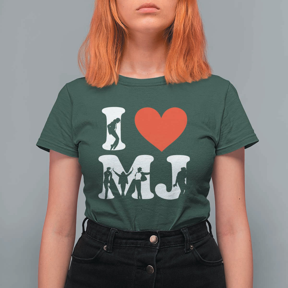I Heart MJ Dance Silhouette Tribute T Shirt For Women Iconic Pop Culture Famous Dance Poses for Music Legend Fans