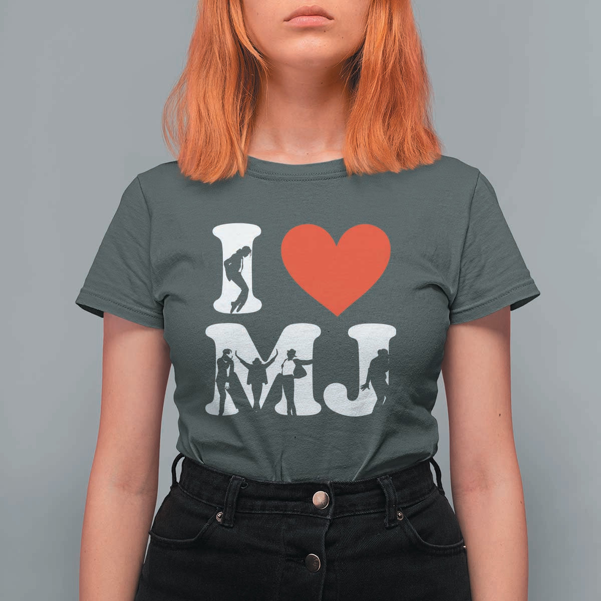 I Heart MJ Dance Silhouette Tribute T Shirt For Women Iconic Pop Culture Famous Dance Poses for Music Legend Fans