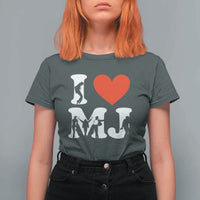 I Heart MJ Dance Silhouette Tribute T Shirt For Women Iconic Pop Culture Famous Dance Poses for Music Legend Fans