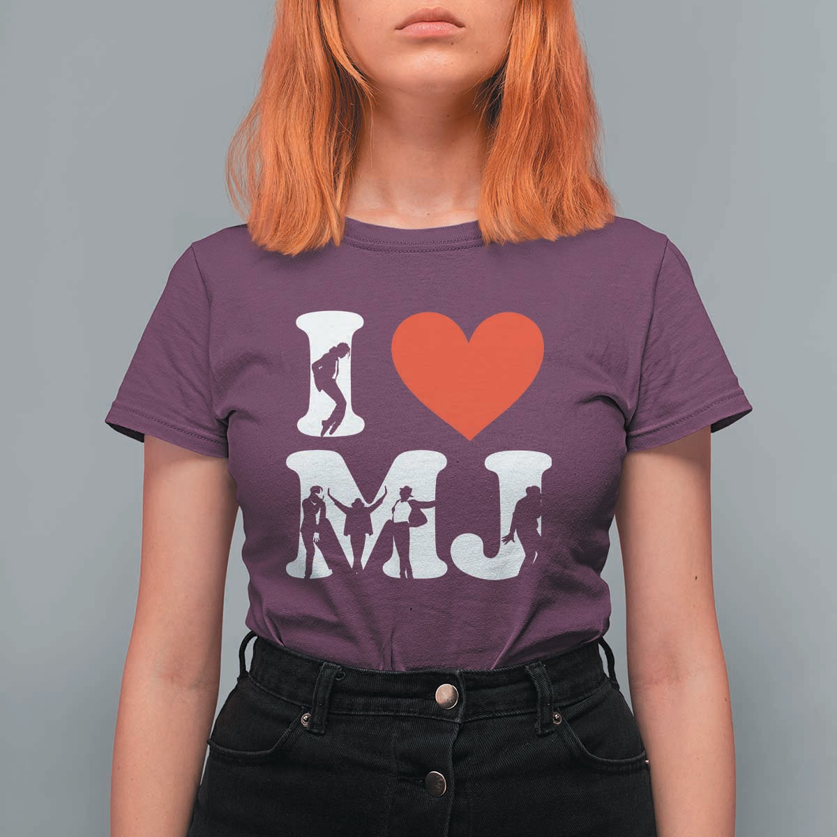 I Heart MJ Dance Silhouette Tribute T Shirt For Women Iconic Pop Culture Famous Dance Poses for Music Legend Fans