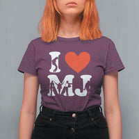 I Heart MJ Dance Silhouette Tribute T Shirt For Women Iconic Pop Culture Famous Dance Poses for Music Legend Fans