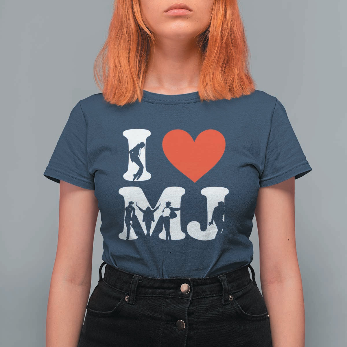 I Heart MJ Dance Silhouette Tribute T Shirt For Women Iconic Pop Culture Famous Dance Poses for Music Legend Fans