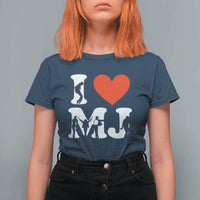 I Heart MJ Dance Silhouette Tribute T Shirt For Women Iconic Pop Culture Famous Dance Poses for Music Legend Fans