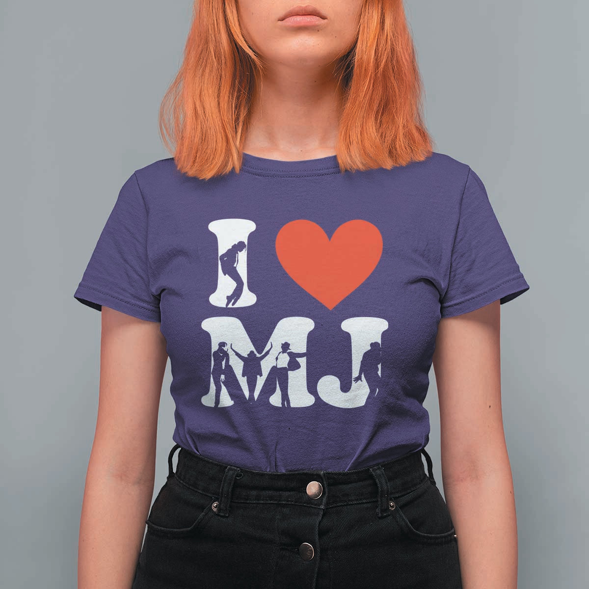 I Heart MJ Dance Silhouette Tribute T Shirt For Women Iconic Pop Culture Famous Dance Poses for Music Legend Fans