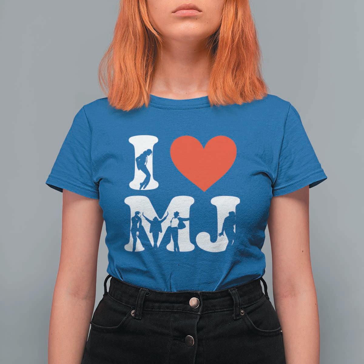 I Heart MJ Dance Silhouette Tribute T Shirt For Women Iconic Pop Culture Famous Dance Poses for Music Legend Fans