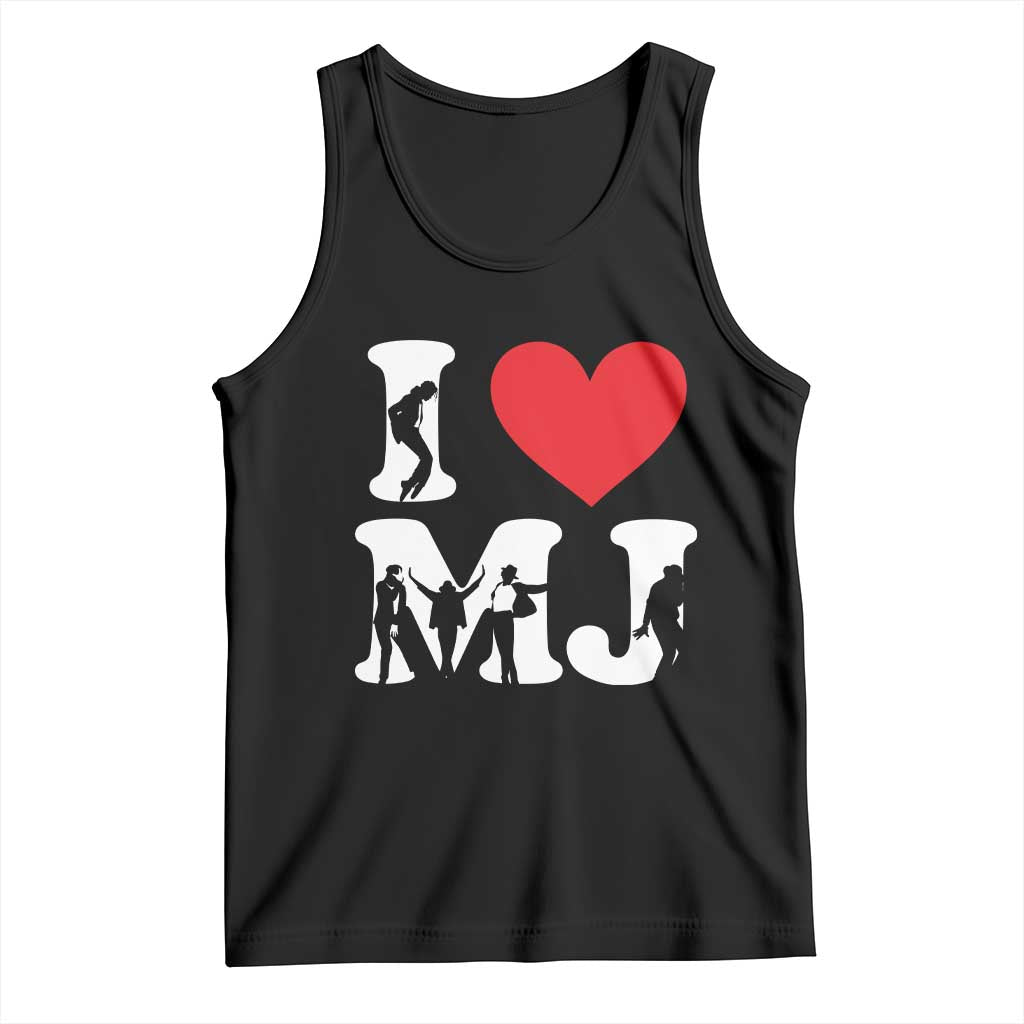 I Heart MJ Dance Silhouette Tribute Tank Top Iconic Pop Culture Famous Dance Poses for Music Legend Fans