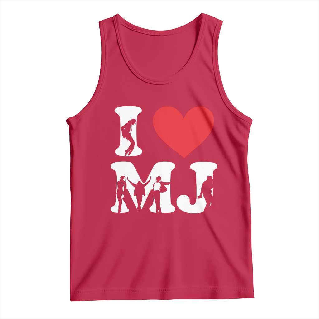 I Heart MJ Dance Silhouette Tribute Tank Top Iconic Pop Culture Famous Dance Poses for Music Legend Fans