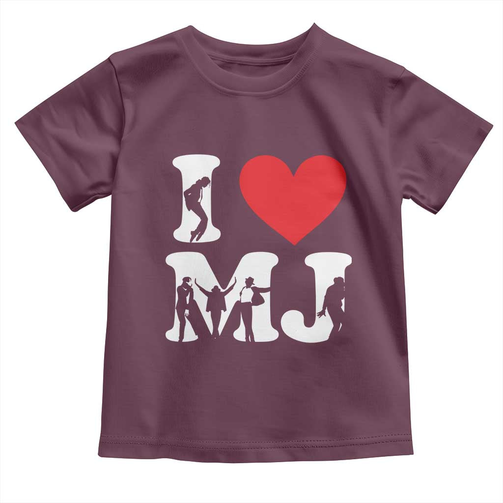 I Heart MJ Dance Silhouette Tribute Toddler T Shirt Iconic Pop Culture Famous Dance Poses for Music Legend Fans