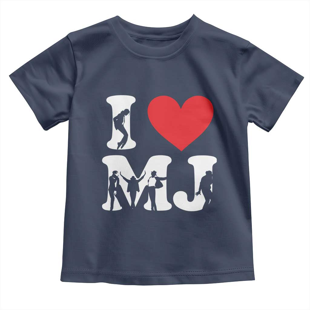I Heart MJ Dance Silhouette Tribute Toddler T Shirt Iconic Pop Culture Famous Dance Poses for Music Legend Fans