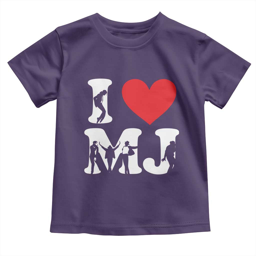 I Heart MJ Dance Silhouette Tribute Toddler T Shirt Iconic Pop Culture Famous Dance Poses for Music Legend Fans
