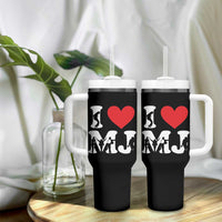 I Heart MJ Dance Silhouette Tribute Tumbler With Handle Iconic Pop Culture Famous Dance Poses for Music Legend Fans
