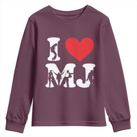 I Heart MJ Dance Silhouette Tribute Youth Sweatshirt Iconic Pop Culture Famous Dance Poses for Music Legend Fans