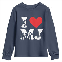 I Heart MJ Dance Silhouette Tribute Youth Sweatshirt Iconic Pop Culture Famous Dance Poses for Music Legend Fans