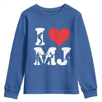 I Heart MJ Dance Silhouette Tribute Youth Sweatshirt Iconic Pop Culture Famous Dance Poses for Music Legend Fans