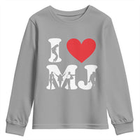 I Heart MJ Dance Silhouette Tribute Youth Sweatshirt Iconic Pop Culture Famous Dance Poses for Music Legend Fans
