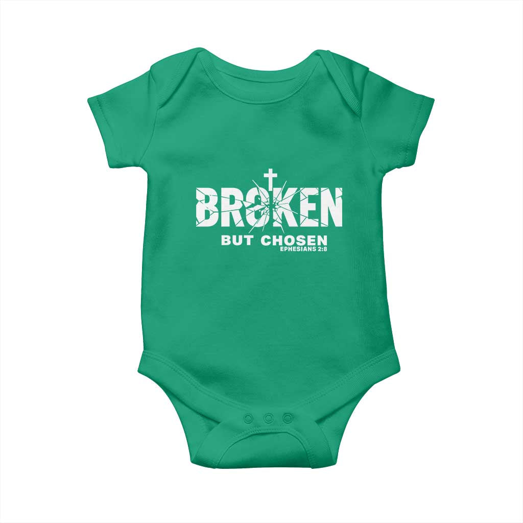 Broken But Chosen Ephesians 2:8 Bible Verse Baby Onesie Christian Faith Grace and Salvation Gift