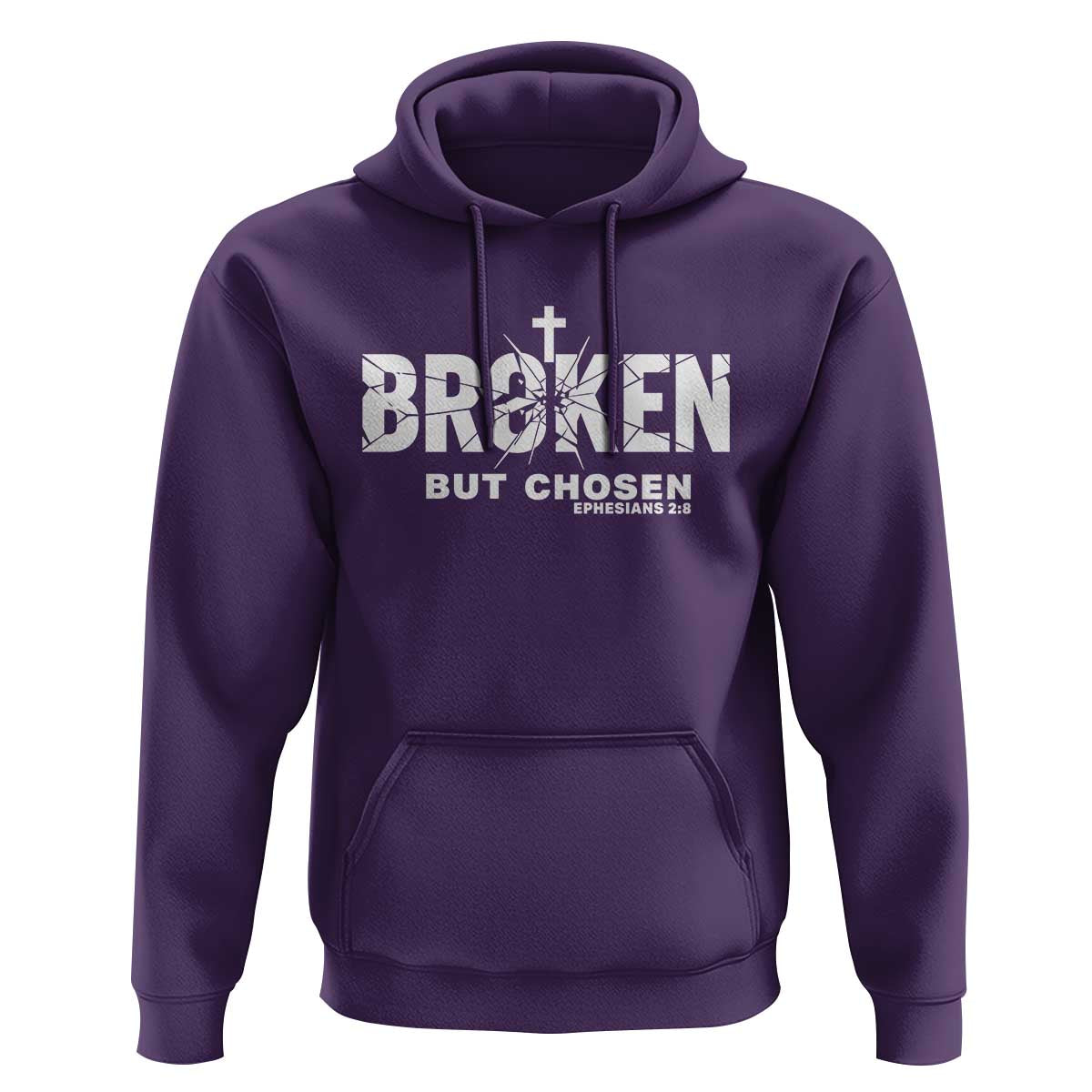 Broken But Chosen Ephesians 2:8 Bible Verse Hoodie Christian Faith Grace and Salvation Gift