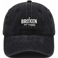 Broken But Chosen Ephesians 2:8 Bible Verse Washed Cotton Baseball Cap Christian Faith Grace and Salvation Gift