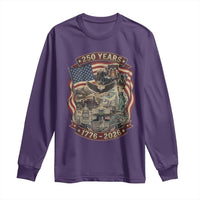250 Years 1776 to 2026 Ultimate American Landmark Collage Long Sleeve Shirt Liberty Bell Eagle and US Flag Semiquincentennial Patriotic