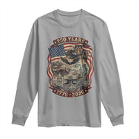 250 Years 1776 to 2026 Ultimate American Landmark Collage Long Sleeve Shirt Liberty Bell Eagle and US Flag Semiquincentennial Patriotic