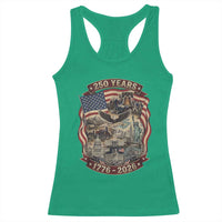 250 Years 1776 to 2026 Ultimate American Landmark Collage Racerback Tank Top Liberty Bell Eagle and US Flag Semiquincentennial Patriotic