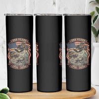 250 Years 1776 to 2026 Ultimate American Landmark Collage Skinny Tumbler Liberty Bell Eagle and US Flag Semiquincentennial Patriotic