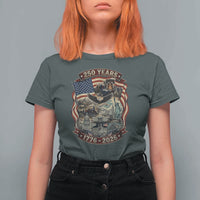 250 Years 1776 to 2026 Ultimate American Landmark Collage T Shirt For Women Liberty Bell Eagle and US Flag Semiquincentennial Patriotic