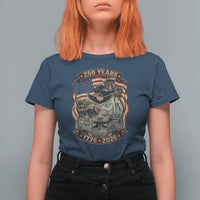 250 Years 1776 to 2026 Ultimate American Landmark Collage T Shirt For Women Liberty Bell Eagle and US Flag Semiquincentennial Patriotic