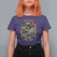 250 Years 1776 to 2026 Ultimate American Landmark Collage T Shirt For Women Liberty Bell Eagle and US Flag Semiquincentennial Patriotic