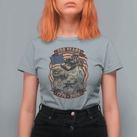 250 Years 1776 to 2026 Ultimate American Landmark Collage T Shirt For Women Liberty Bell Eagle and US Flag Semiquincentennial Patriotic
