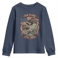 250 Years 1776 to 2026 Ultimate American Landmark Collage Youth Sweatshirt Liberty Bell Eagle and US Flag Semiquincentennial Patriotic