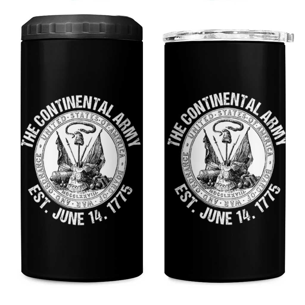 The Continental Army Est 1775 4 in 1 Can Cooler Tumbler Patriotic US Military History Graphic