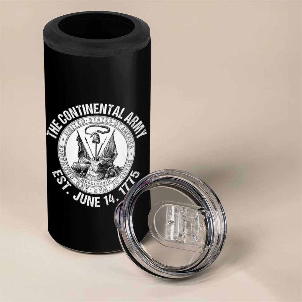 The Continental Army Est 1775 4 in 1 Can Cooler Tumbler Patriotic US Military History Graphic