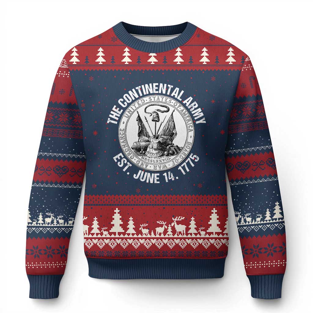 The Continental Army Est 1775 Ugly Christmas Sweater Patriotic US Military History Graphic
