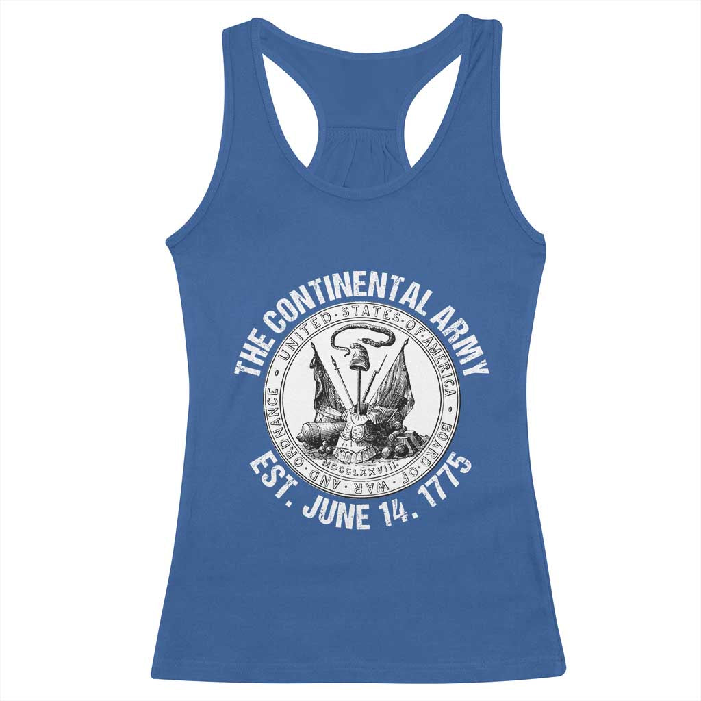 The Continental Army Est 1775 Racerback Tank Top Patriotic US Military History Graphic