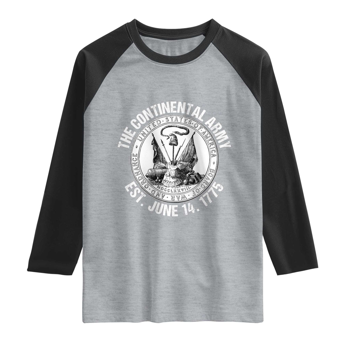The Continental Army Est 1775 Raglan Shirt Patriotic US Military History Graphic