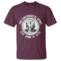 The Continental Army Est 1775 T Shirt Patriotic US Military History Graphic