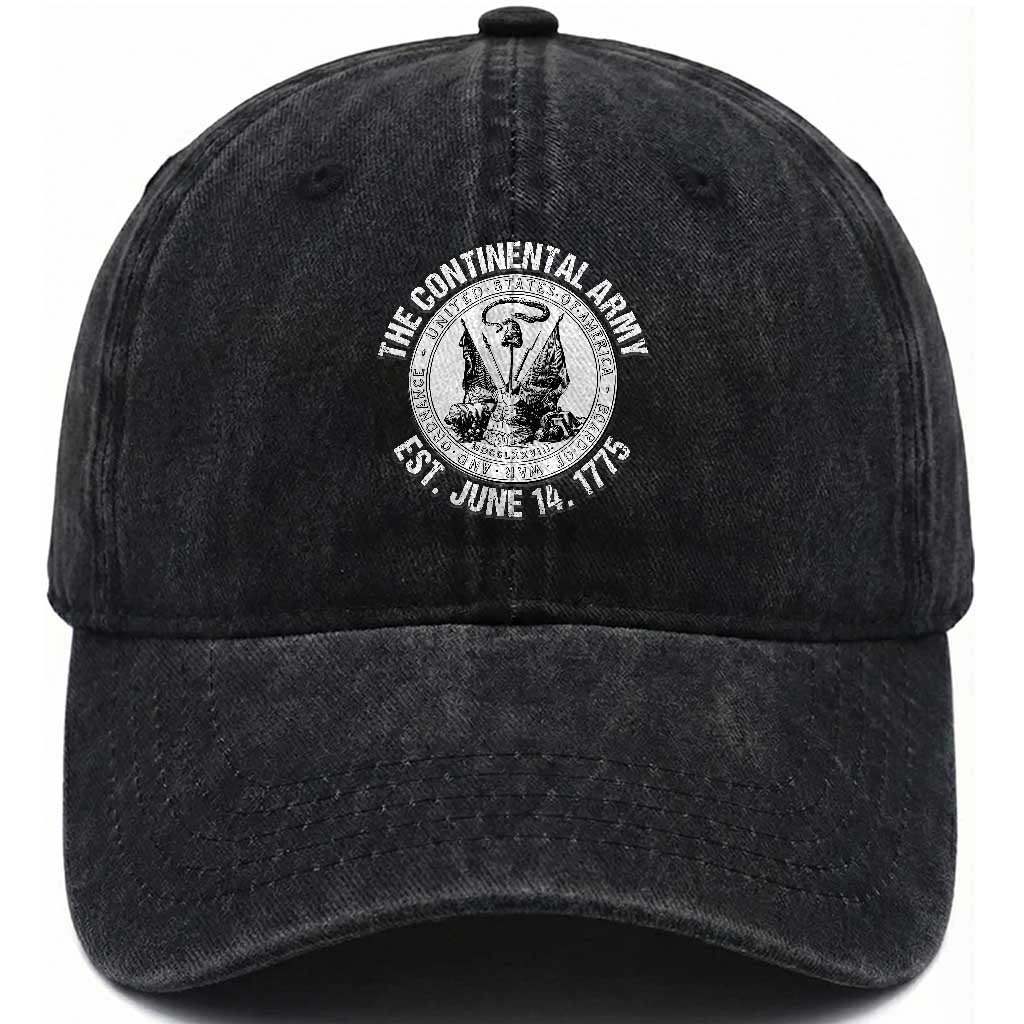 The Continental Army Est 1775 Washed Cotton Baseball Cap Patriotic US Military History Graphic