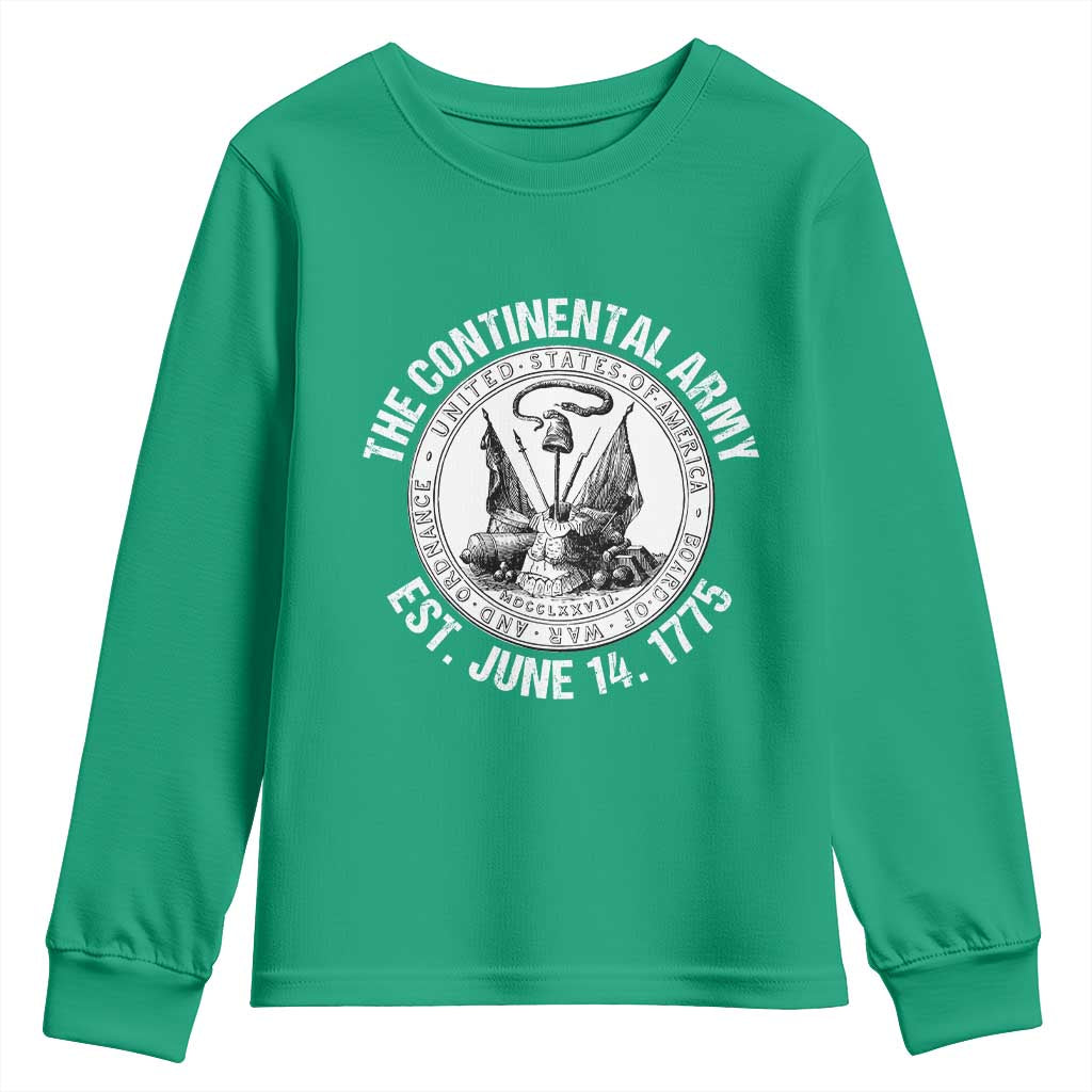 The Continental Army Est 1775 Youth Sweatshirt Patriotic US Military History Graphic