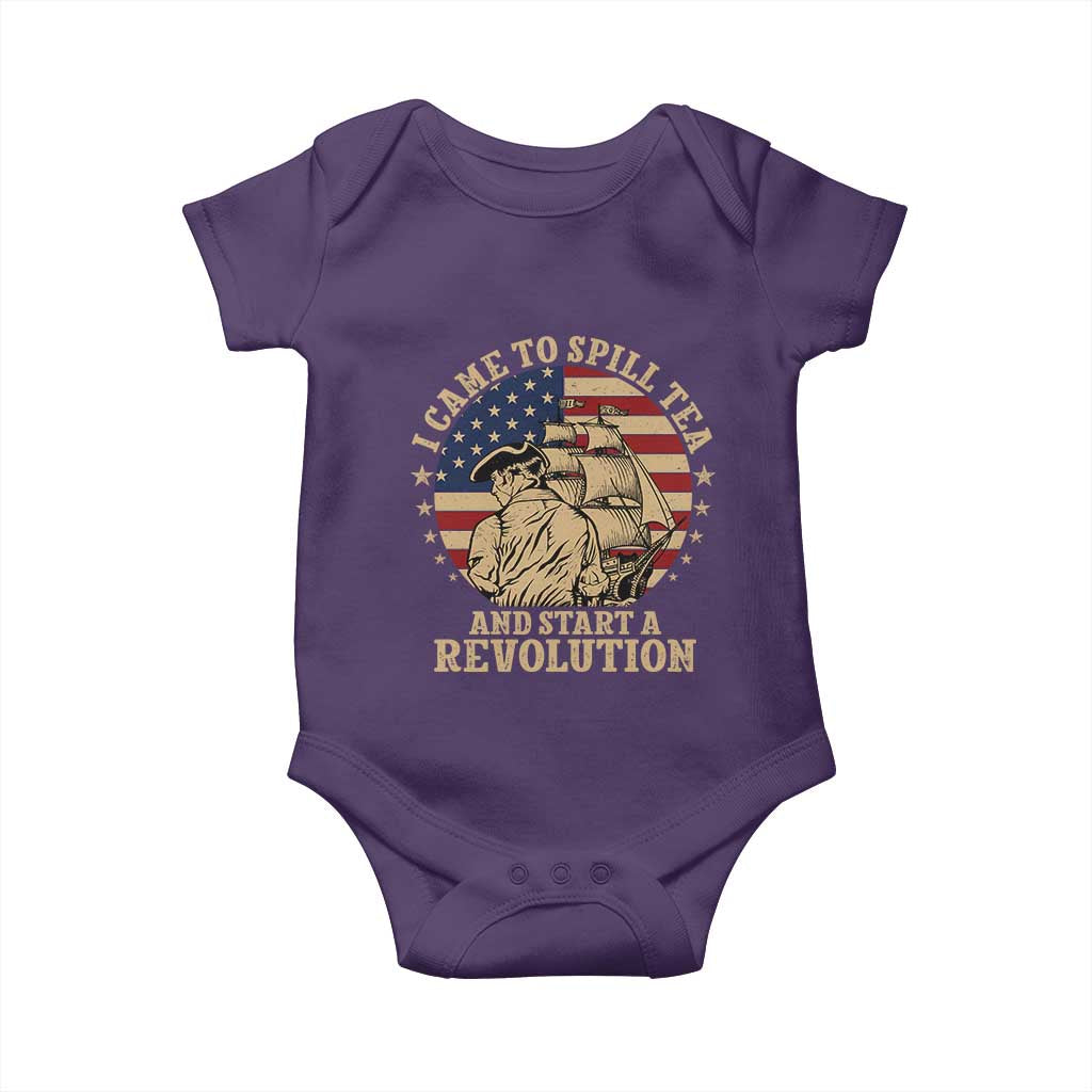 Funny Boston Tea Party Baby Onesie I Came To Spill Tea And Start A Revolution Retro Graphic