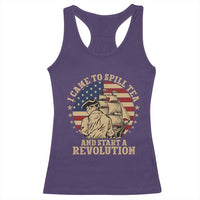 Funny Boston Tea Party Racerback Tank Top I Came To Spill Tea And Start A Revolution Retro Graphic