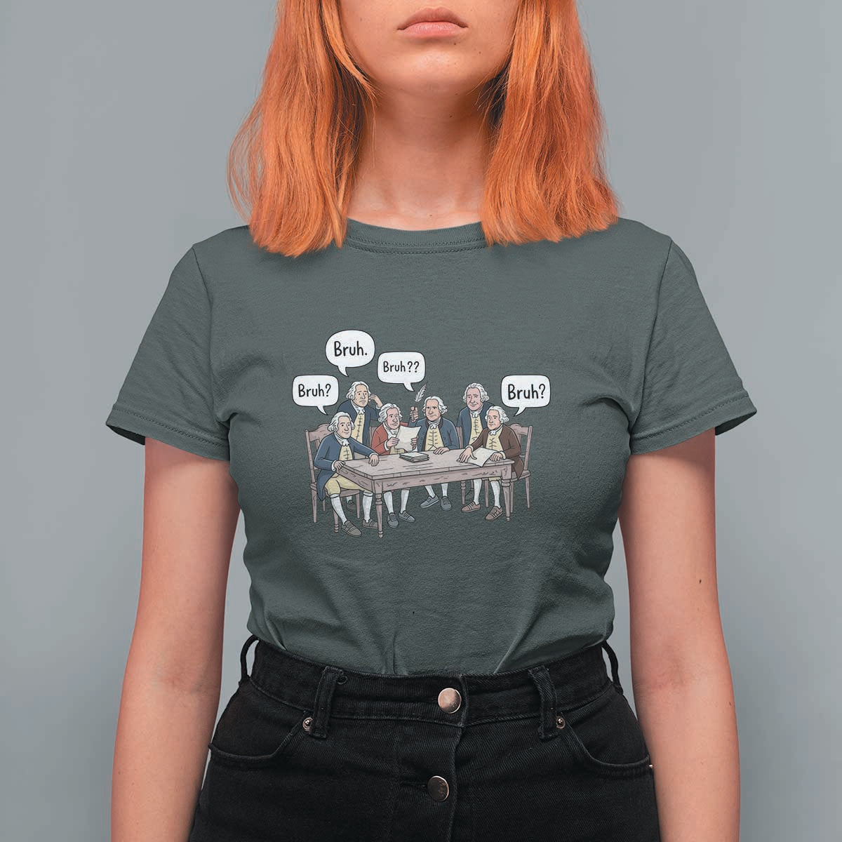 Bruh Founding Fathers Constitutional Convention T Shirt For Women Funny American History Humorous Patriot