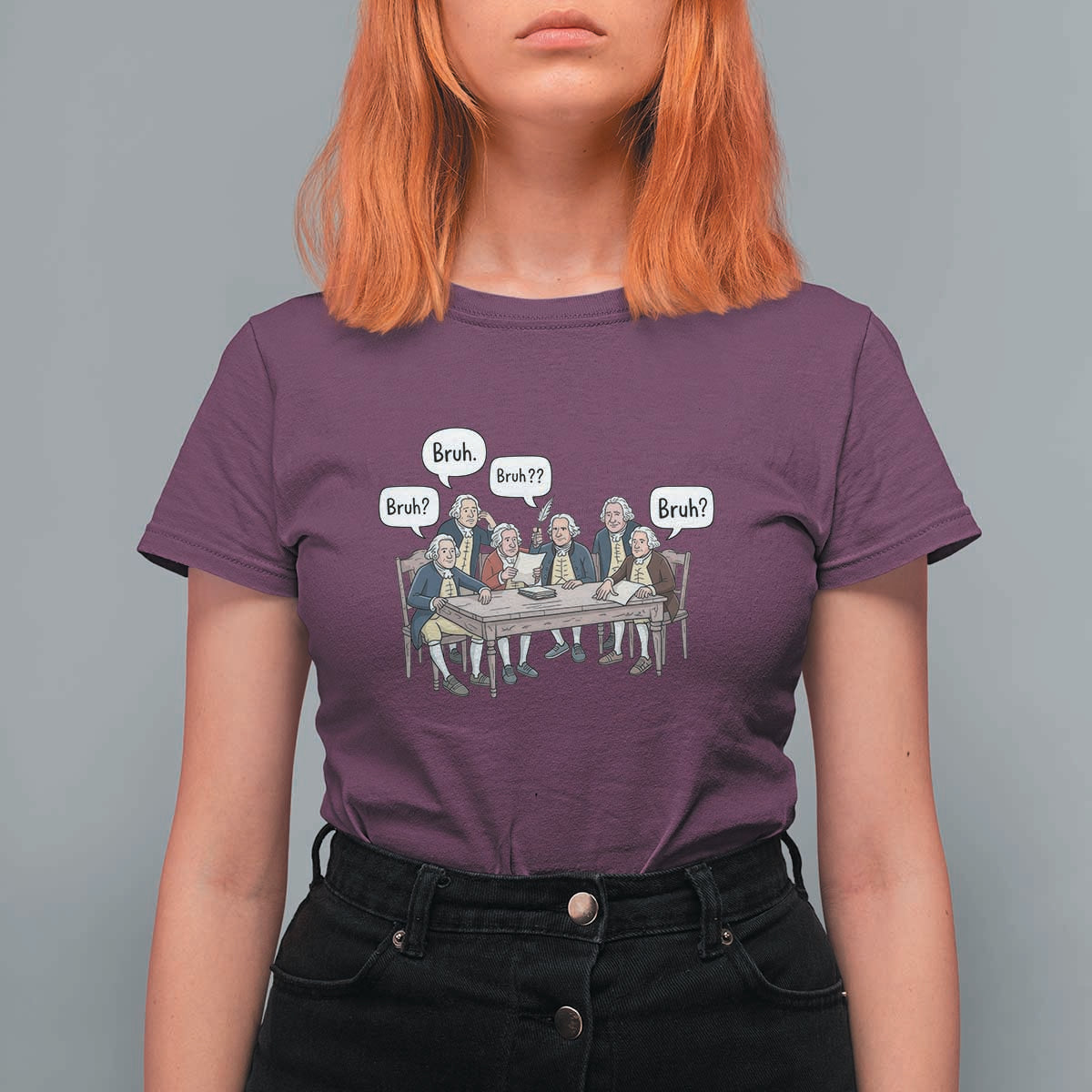 Bruh Founding Fathers Constitutional Convention T Shirt For Women Funny American History Humorous Patriot