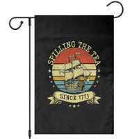 Spilling The Tea Since 1773 Garden Flag Retro Sunset Boston Tea Party History