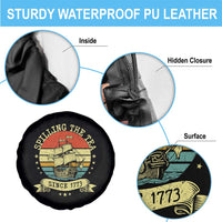 Spilling The Tea Since 1773 Spare Tire Cover Retro Sunset Boston Tea Party History