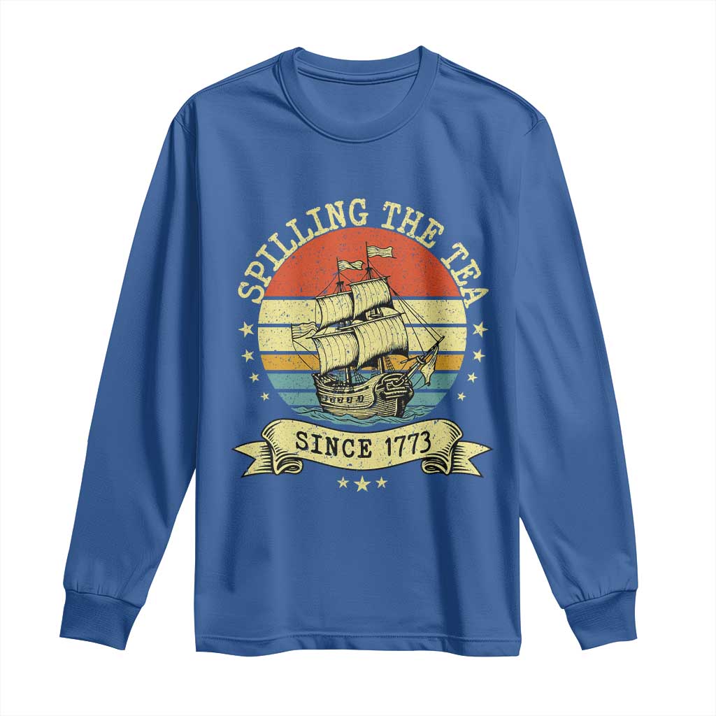 Spilling The Tea Since 1773 Long Sleeve Shirt Retro Sunset Boston Tea Party History
