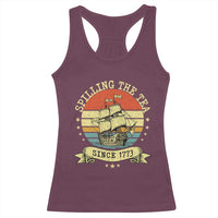 Spilling The Tea Since 1773 Racerback Tank Top Retro Sunset Boston Tea Party History